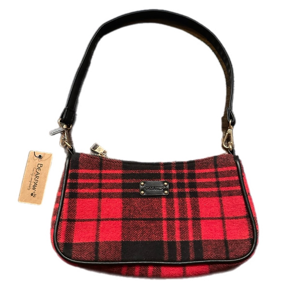 BearPaw red &‎ black plaid purse - NWT